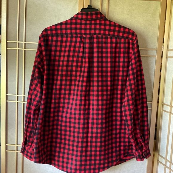Lands' End Red & black plaid 100% cotton flannel shirt, men’s size XL - Picture 5 of 9